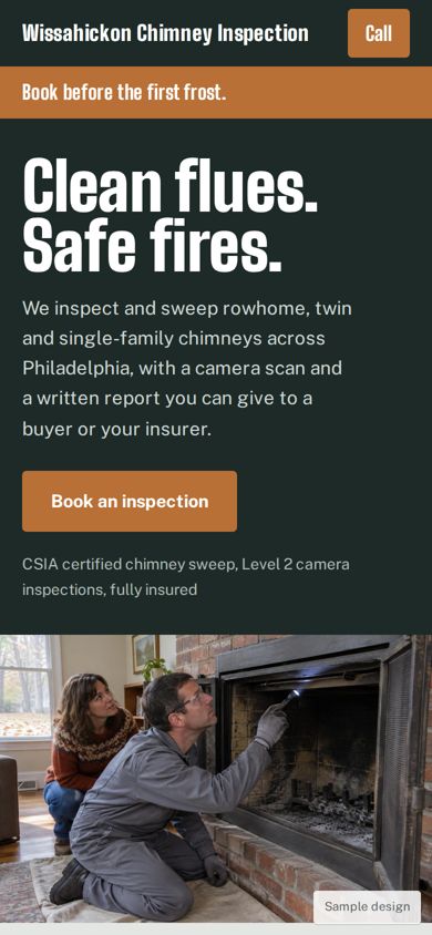 Sample business website, mobile view